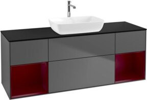V&B Waschtischunterschrank Finion mit Wandbeleuchtung, Anthrazit lackiert, Breite: 160 cm, Tiefe: 50,1 cm, Höhe: 50,1 cm - Bild 1