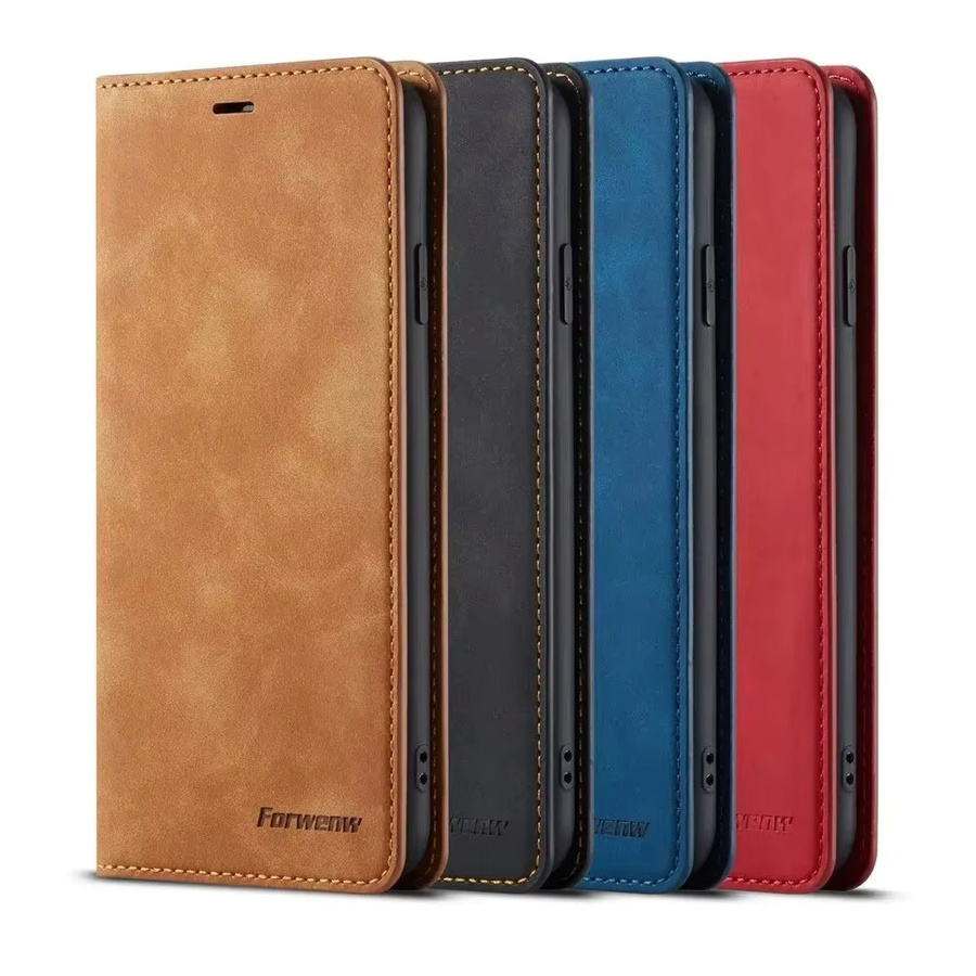 iCovo Wildleder Brieftaschenhülle für iPhone mit starkem Magneten in Blau oder Braun - Bild 3