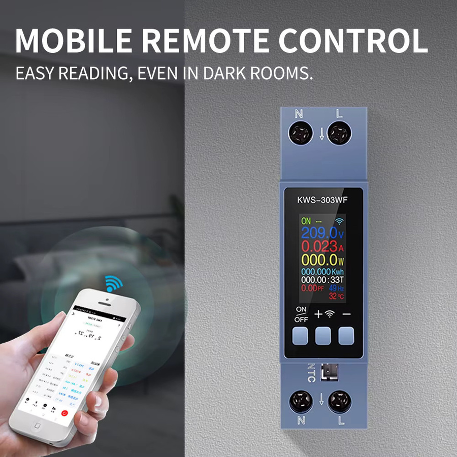 Gaqqee KWS-303 Stromzähler mit 0,96 Zoll TFT-Farbdisplay und mobiler App-Steuerung für das Energiemonitoring in Heim und Fabrik - Bild 3