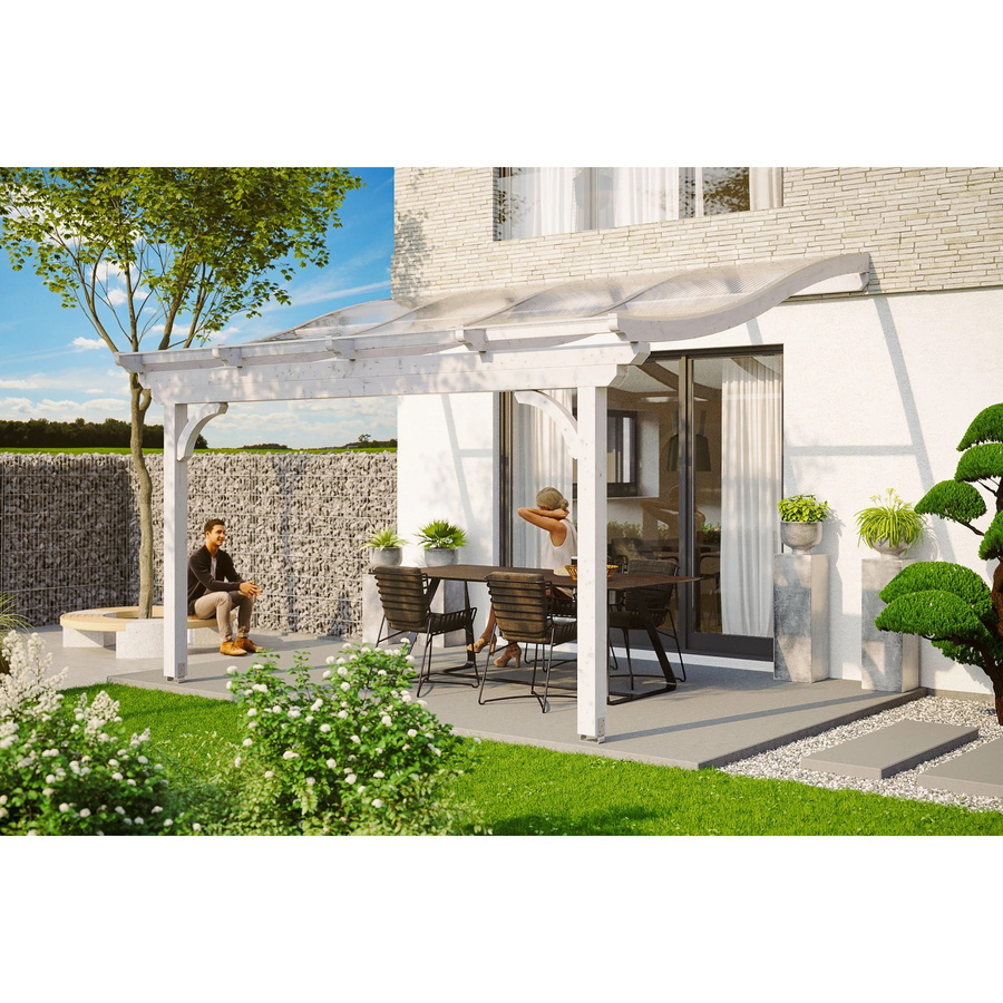 Skan Holz Terrassenüberdachung Verona aus Leimholz mit Polycarbonat-Dach in Weiß, B/T: 434 x 339 cm - Bild 2