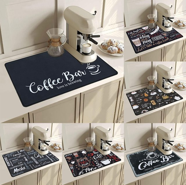 Saugfähige Kaffeetassen-Trocknungsmatte aus Diatomeit für die Küchentheke und Kaffeebar, rechteckig - Bild 1