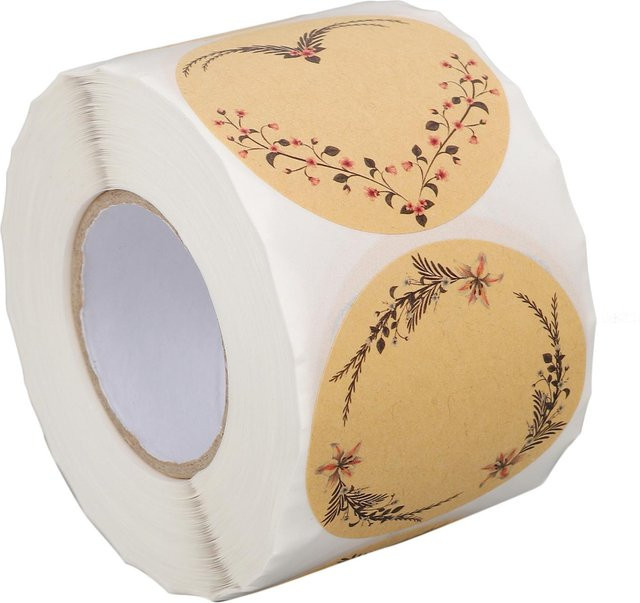 500 Stück runde Etikettenaufkleber aus Kraftpapier von Koogeelife in Beige für DIY Geschenke und Aufbewahrung - Bild 1
