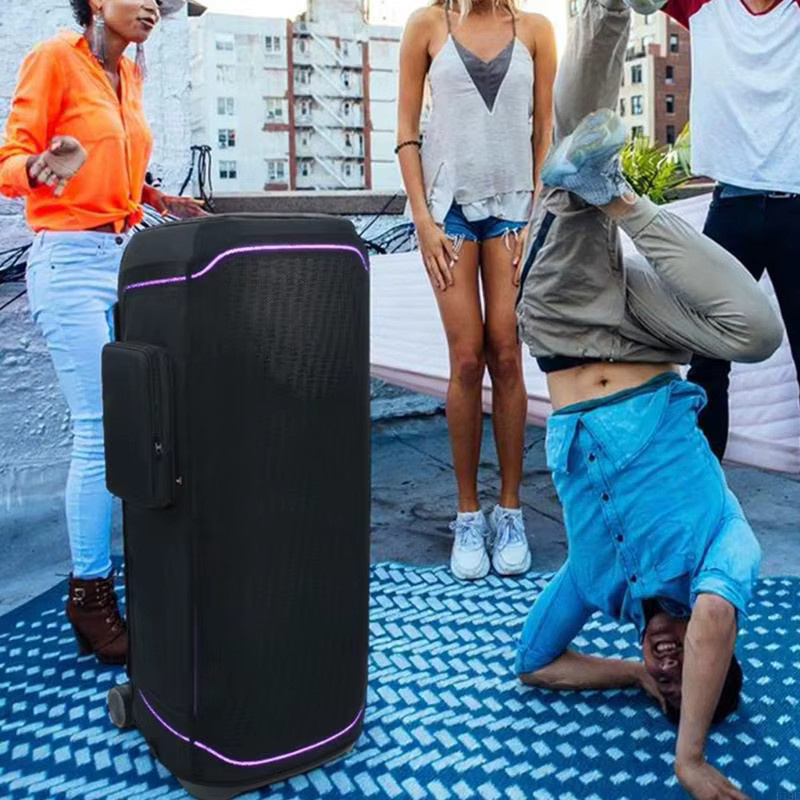 OOTDTY Tragetasche F19E für Lautsprecher in Schwarz mit seitlicher Aufbewahrungstasche für Ladekabel - Bild 3