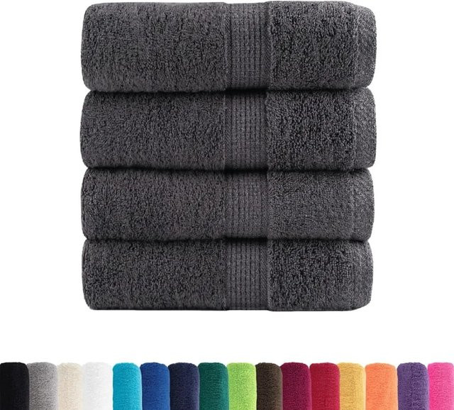 vidaXL SOLUND Gästetücher 4er-Set Anthrazit aus Baumwolle mit 600 g/m² B/H: 30 x 50 cm - Bild 1