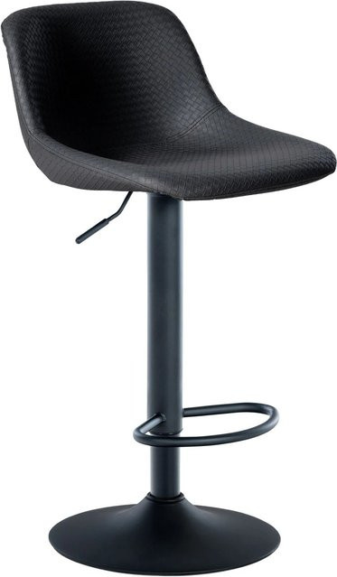 DELUKE Barhocker HODOR Barstuhl aus Kunstleder in Schwarz, höhenverstellbar, drehbar mit Lehne, B/T/H: 43 x 49 x 79 cm - Bild 1