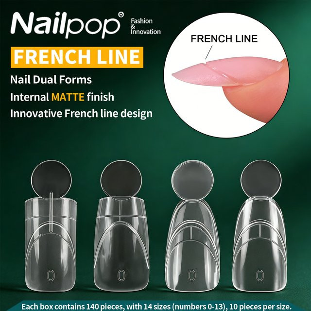 Nailpop Nagel Dual Form French Tip Verlängerungsform, Matt, 140 Stück - Bild 1
