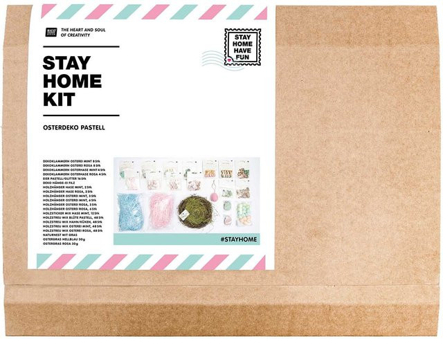 Rico Design DIY Set Osterdeko zum Aufhängen aus Holz und Filz in Pastellfarben Mint, Rosa und Hellblau - Bild 1