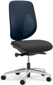 Giroflex Bürostuhl 353 ohne Armlehnen mit Auto-Synchronmechanik, Muldensitz und 3D-Netz-Rückenlehne in Blau, Schwarz und Alusilber - Bild 1