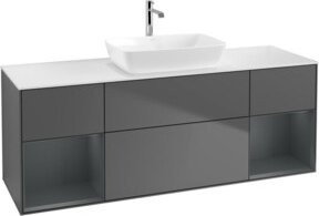 V&B Waschtischunterschrank Finion mit Wandbeleuchtung, Breite: 160 cm, Farbe: Anthrazit, lackiert - Bild 1