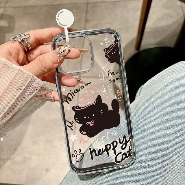 Transparente Handyhülle mit süßem Katzenmotiv in Candy Colors für dein Apple iPhone (kompatibel mit iPhone 17, 16, 15, 14, 13, 12 Pro Max und Air) aus Soft TPU - Bild 1