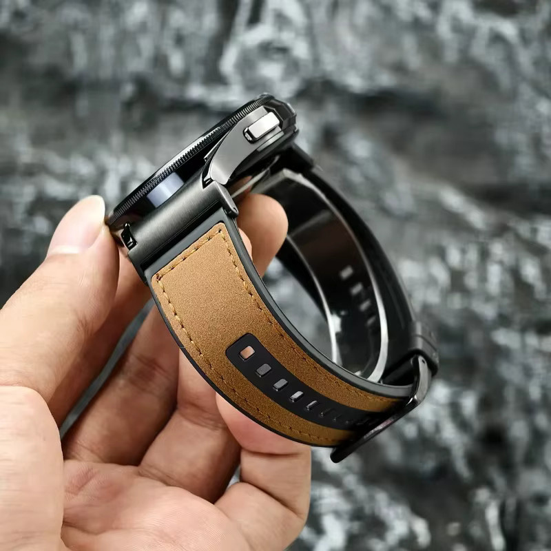 CAOWTAN Uhrenarmband Silikon, Leder, Schwarz, Unisex - Bild 3