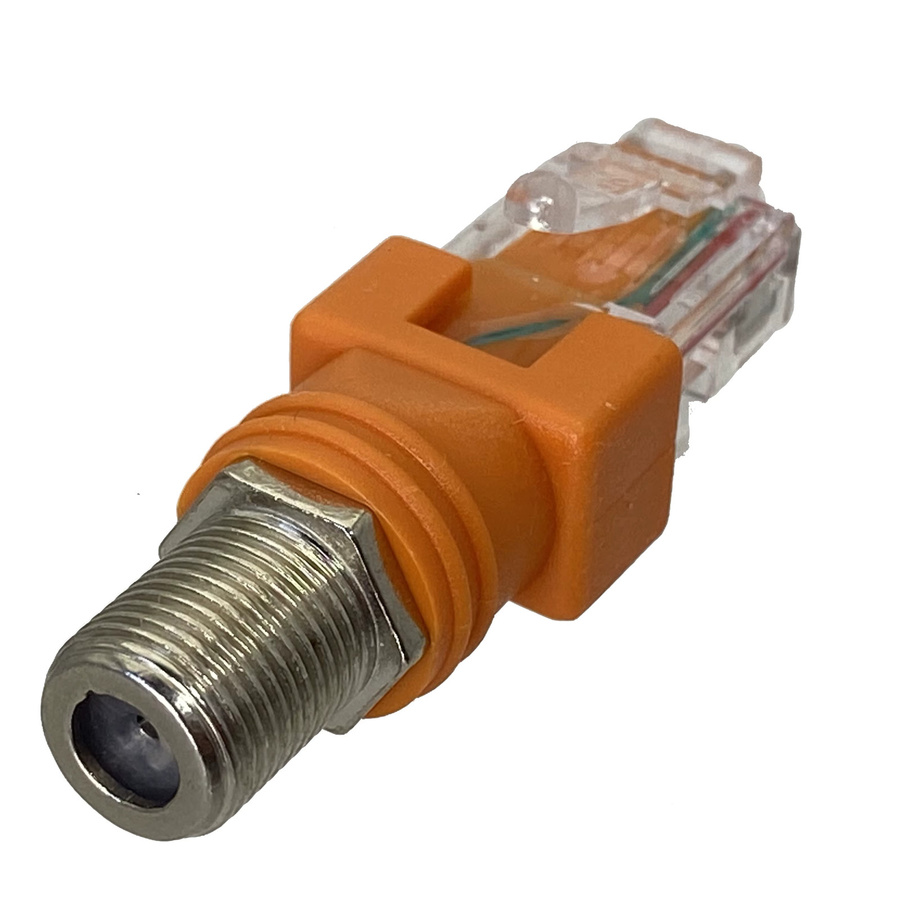RJ45 auf F-Weiblich Koaxial Adapter mit RF-Stecker in Orange - Bild 2