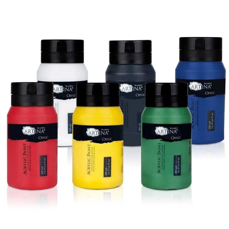 Artina Acrylfarbe Set Multicolor, 6-teilig, 500 ml pro Flasche - Bild 2