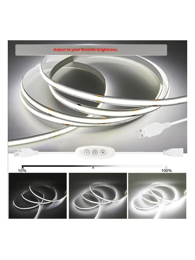 10-stufiges dimmbares USB-LED-Lichtkabel mit 3-Tasten-Schalter und 5 V 2 A für flexible Helligkeitseinstellung - Bild 4