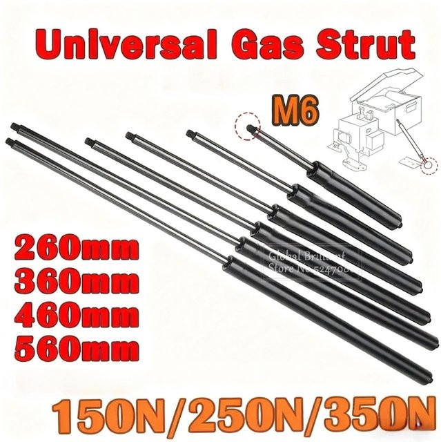 Gasdruckfederstege Set in Schwarz für Wohnmobil, Bett und Fenster, Kraft 150N-350N, Länge 260–660 mm, M6 Gewinde - Bild 1