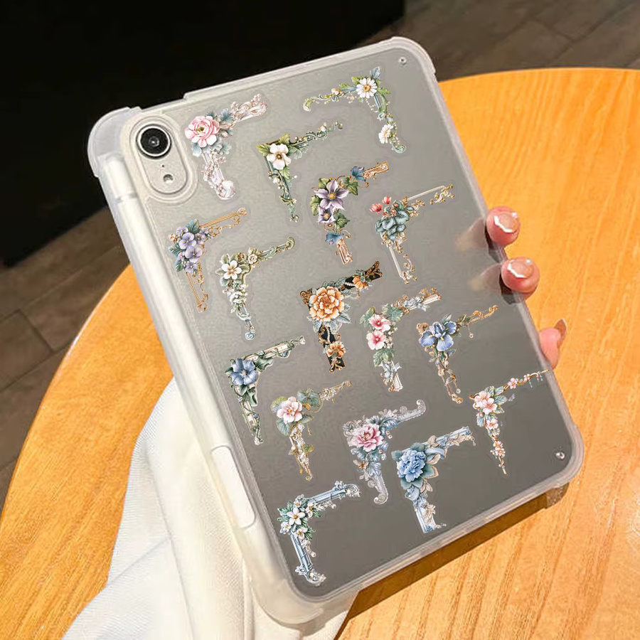 50 Stück Retro Blumen Rahmen PET Aufkleber in Transparent und Multicolour für DIY Dekoration von Laptop, Notebook und Telefon - Bild 3