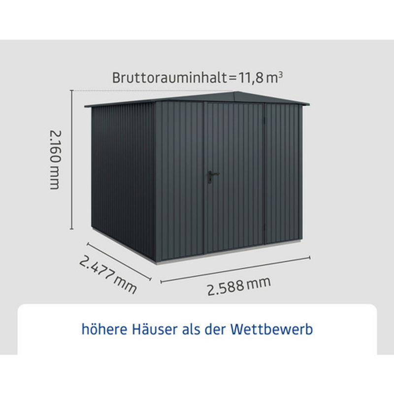 Ecostar Gerätehaus Trend-S aus Metall in Grau mit B/H/T: 238 x 216 x 238 cm - Bild 3