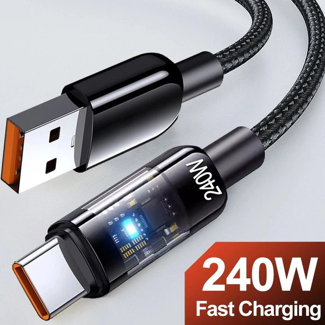 PD 240 W USB auf Typ C Schnellladegerät Kabel in Schwarz für Xiaomi Huawei Samsung und OnePlus - Bild 1