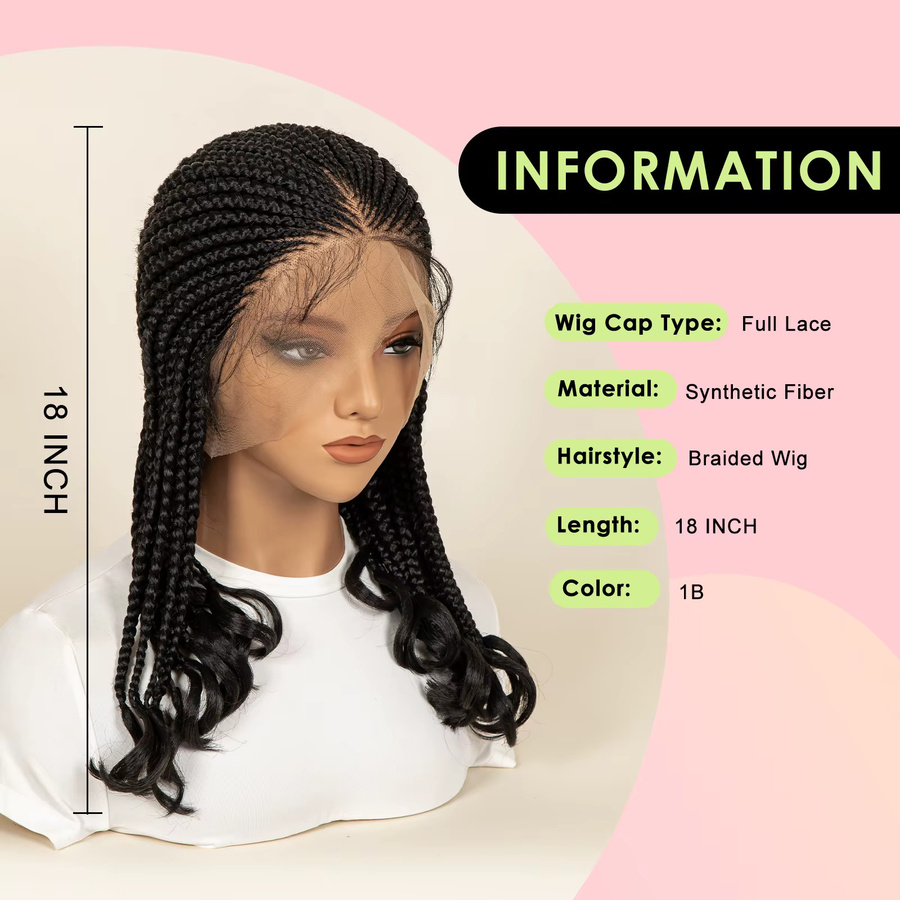 Ultimate Synthetische Cornrows Perücke, Vollspitze mit Babyhaar, Unisex, 45,7 cm - Bild 5