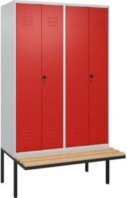 C+P PSA Doppel-Spind Classic PLUS Sitzbank mit 4 Abteilen, Buche-Hartholz und Sicherheits-Drehriegel, B/T/H: 212,0 x 120,0 x 81,5 cm - Bild 1