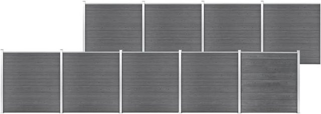 vidaXL Gartenzaun aus WPC und Aluminium in Grau, B/H: 1564 x 186 cm - Bild 1