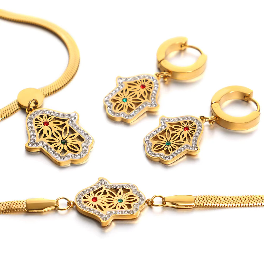 Slavena Schmuck-Set Edelstahl, Gold, Kristall, Unisex - Bild 2