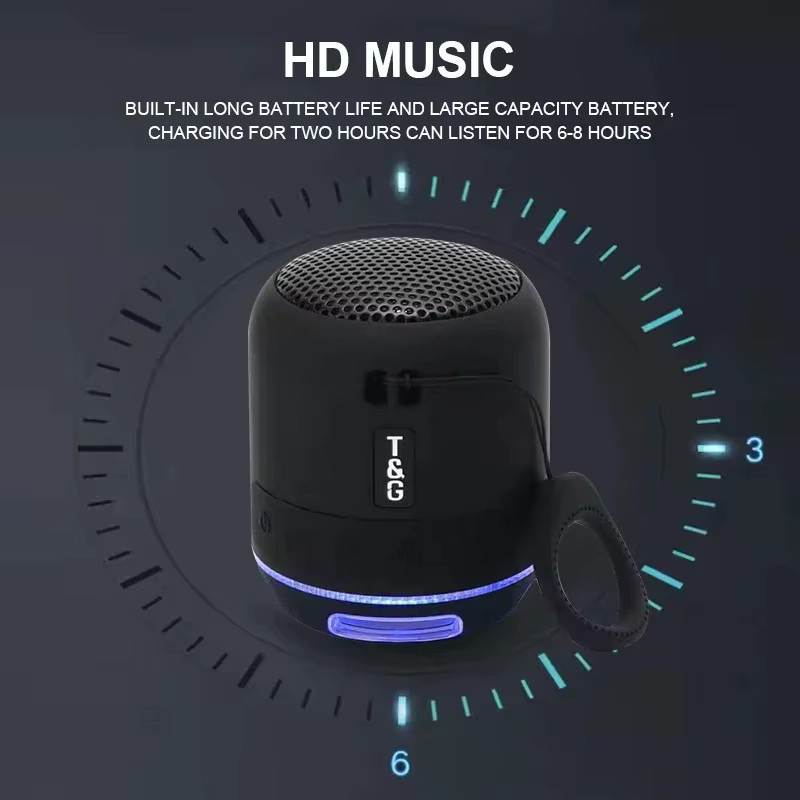 T&G Mini Bluetooth Lautsprecher TG294 mit LED Licht, Wireless Bass Box, FM Radio und TF Kartenslot in Rot - Bild 2
