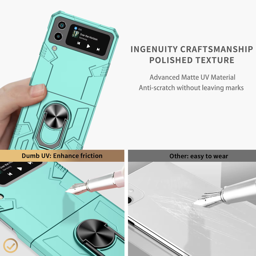 Mech Shell Magnetische Schutzhülle für Samsung Galaxy Z Flip 7 6 5 4 3 mit Drehbarer Ring und Anti-Drop Funktion in Pink oder Turquoise - Bild 5