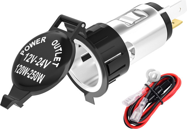 DaierTek Universal 12V Auto Zigarettenanzünder Adapter Stecker für Motorräder Boote Traktoren und LKW - Bild 1