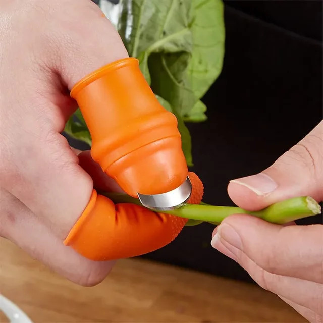 Silikon Fingerschutz in Orange für die Gemüseernte und zum Schutz beim Schneiden - Bild 1