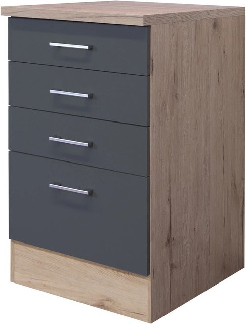 Flex-Well Küchen-Auszugschrank Morena in San Remo Eiche und Basaltgrau matt, B/H/T: 50 x 85 x 60 cm - Bild 1
