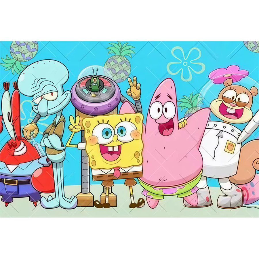 Potdemiel Spongebob Schwammkopf Fotohintergrund für Babypartys und Geburtstage in Multicolour - Bild 1
