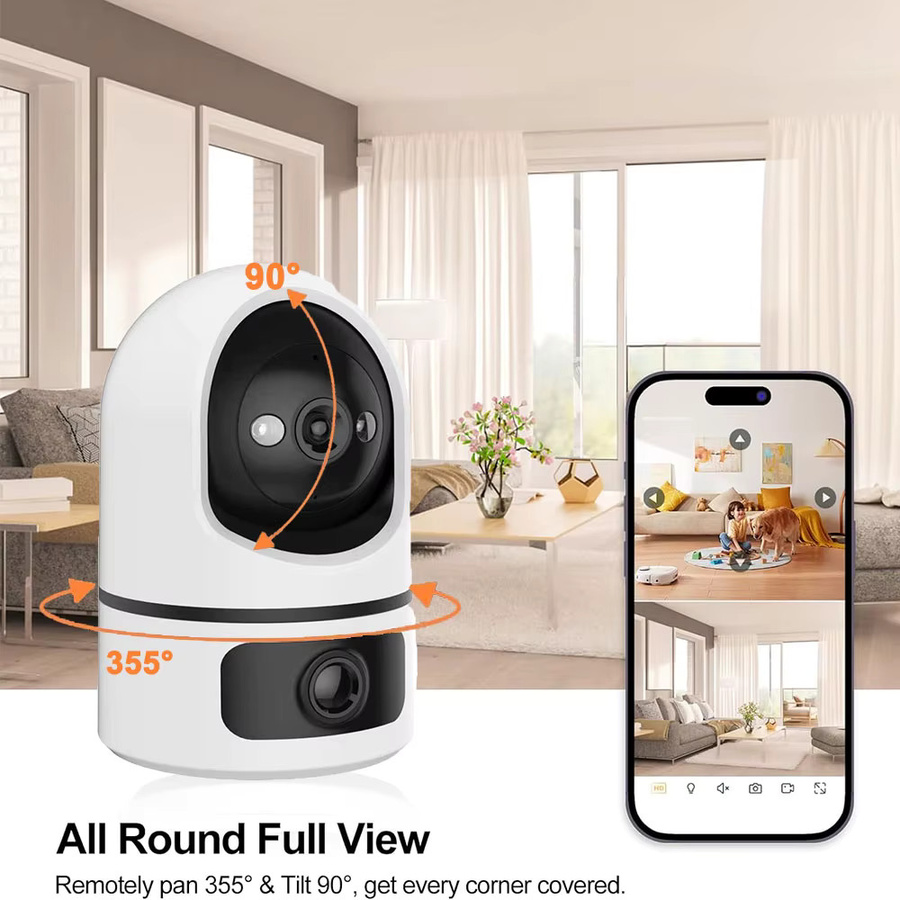 Tuya 4K 8MP WLAN Dual-Objektiv-Sicherheitskamera für Innenräume mit Farbnachtsicht und Zwei-Wege-Audio in Weiß - Bild 4