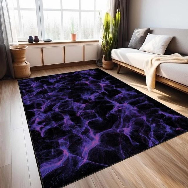 Moderner Luxusteppich Lodestar in Blau und Gold mit Marmor-Design, B/T: 80 x 50 cm - Bild 1
