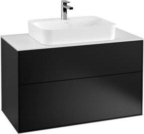 Villeroy & Boch Waschtischunterschrank Finion mit integrierter LED-Wandbeleuchtung, Weiß lackiert, B: 100 cm, H: 50,1 cm, T: 60,3 cm - Bild 1
