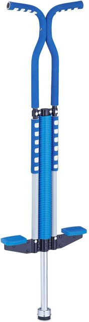 Relaxdays Pogo Stick Edelstahl Blau Rutschfest Gepolstert - Bild 1