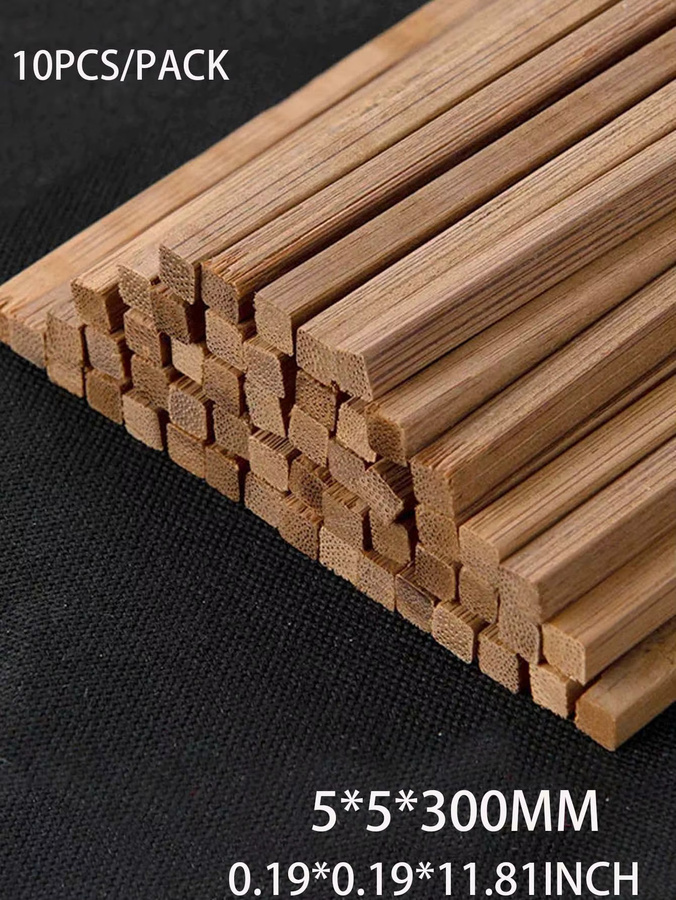 10 Stück Holzstäbe in rund und quadratisch für Bastelarbeiten und Modellbau - Bild 4
