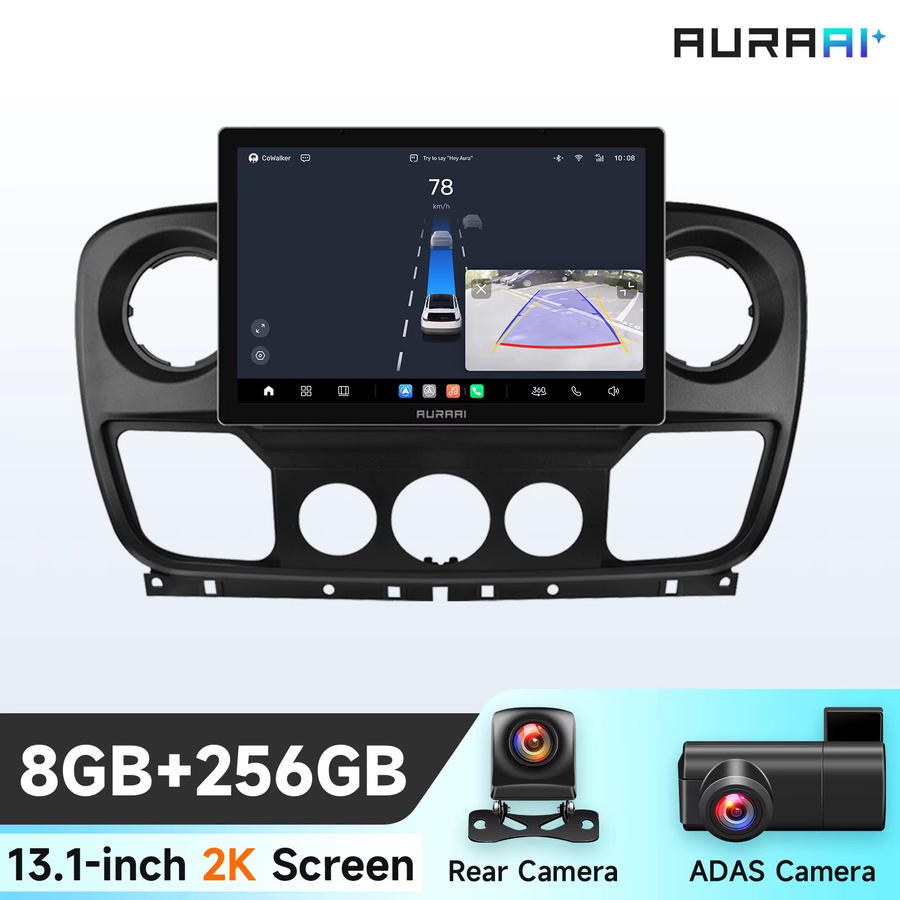 Hizpo Autoradio mit 13,1 Zoll Display für Nissan NV400, Opel Movano und Renault Master III, Android Auto und Carplay, Schwarz - Bild 3
