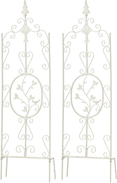 DELUKE Rankgitter FALK 2er Set aus Metall in Weiß als Rankhilfe für Kletterpflanzen im Garten, B/T/H: 35 x 1 x 122 cm - Bild 1