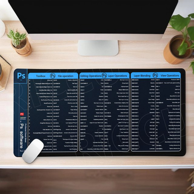 Riccu Schreibtischunterlage mit Photoshop-Tastaturkürzeln in Schwarz - Bild 1