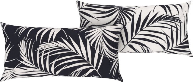 LIVARNO HOME Kissenbezug Edel-Renforcé aus Baumwolle mit Palmen-Motiv, Multicolor, B/T: 80 x 40 cm - Bild 1