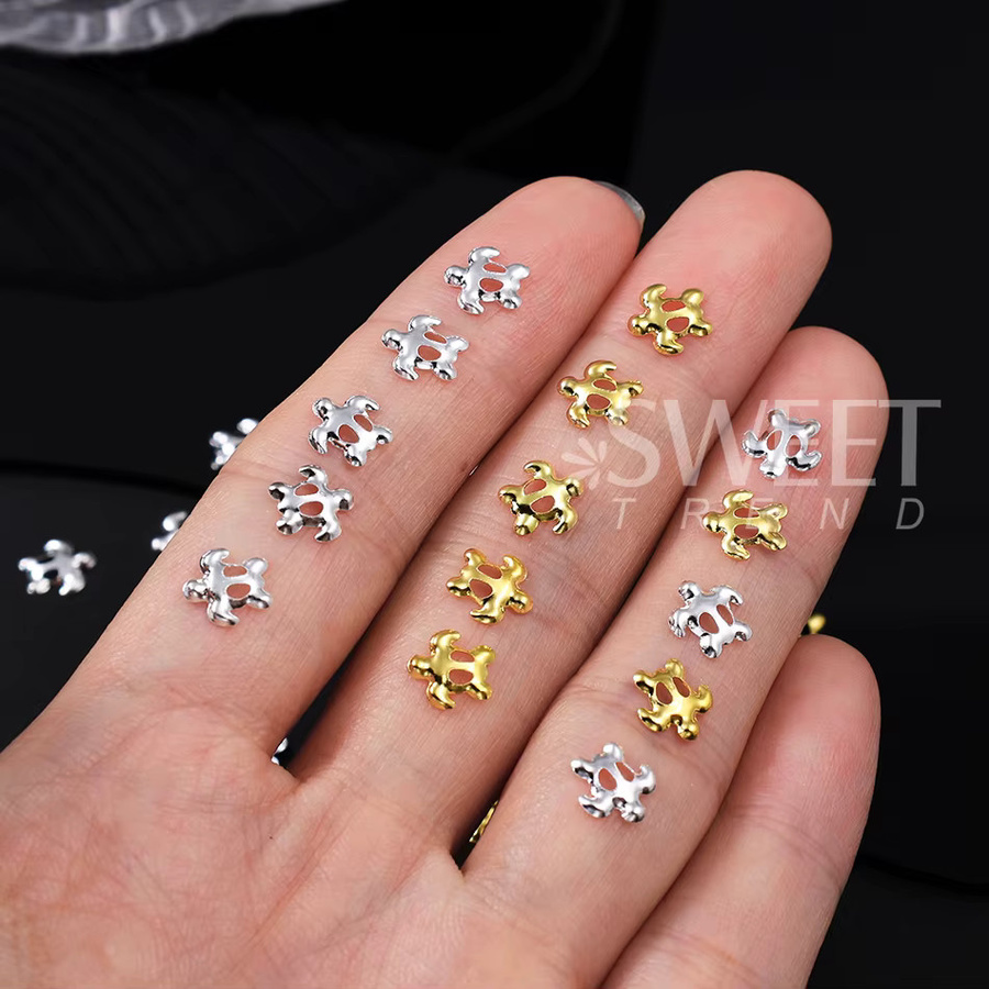 SWEET TREND Nagelcharms Schildkrötenmuster, Gold Silber, Metallic, 2 Flaschen - Bild 3