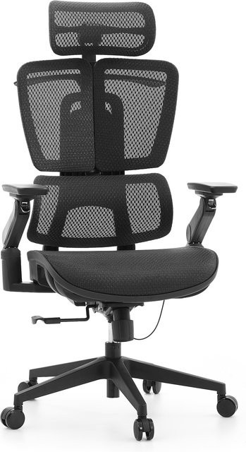 hjh OFFICE Profi Bürostuhl Ergo U2 Pro3 in Schwarz mit Netzstoff, 4D-Kopfstütze und Armlehnen - Bild 1