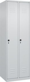 C+P Spind Classic PLUS Spind mit 2 Abteilen in Grau, Stahlkonstruktion mit Sicherheits-Drehriegel und 3 Garderobenhaken, H x B x T: 185 x 60 x 50 cm - Bild 1
