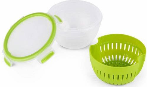 Emsa Clip & Go Fruit Bowl mit Deckel, Kunststoff, Transparent/Grün, 1,1 l - Bild 1