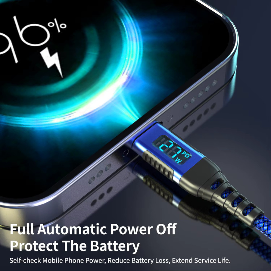 LAIHONEN USB-C auf Lightning Kabel, 27W Schnellladekabel für iPhone und iPad, MFi-zertifiziert, Blau, Länge: 1,8 m - Bild 4