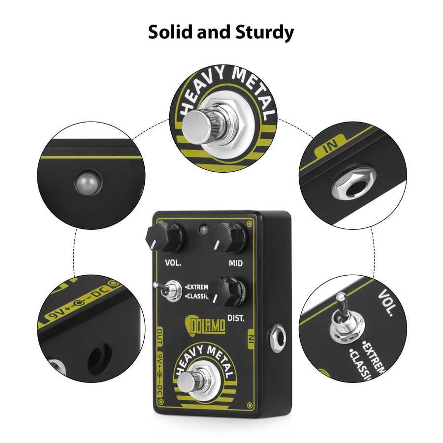 Dolamo Heavy Metal Gitarren-Effektpedal High Gain Distortion in Schwarz - Bild 6