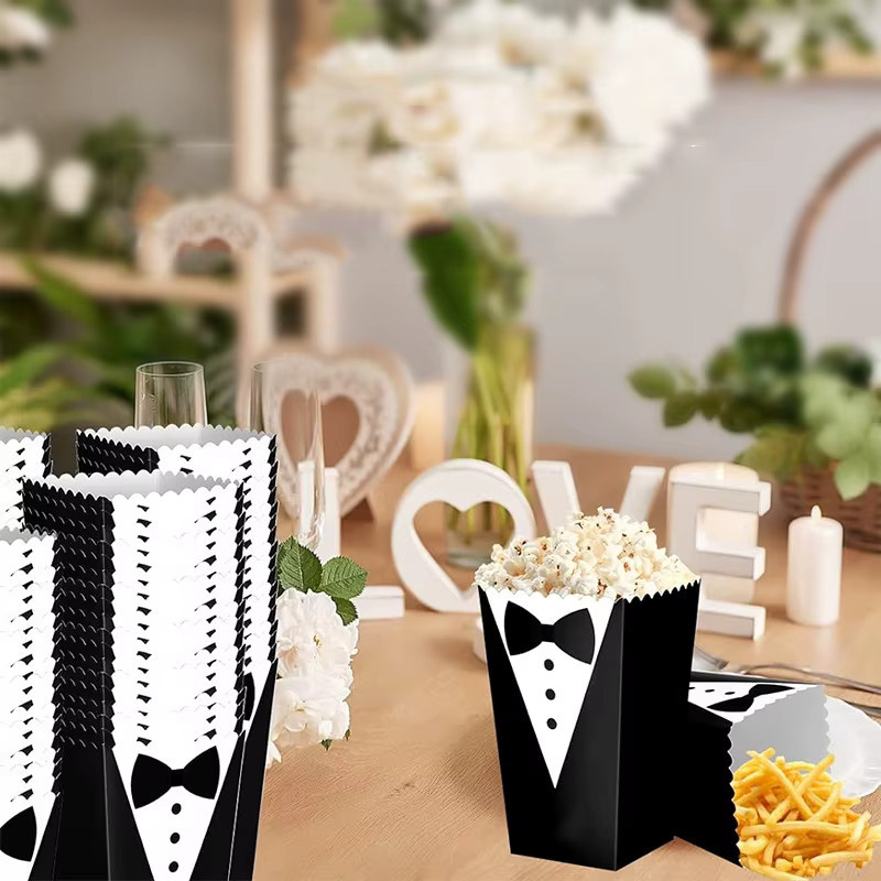 WEHRPARTY Papier Süßigkeiten Kartons und Popcorn Boxen in Schwarz für Hochzeit und Party - Bild 5