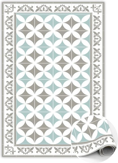 Tulup Teppich Portugiesisches Fliesen-Design in Weiß und Multicolour, Rechteckig, B/T: 80 x 120 cm - Bild 1