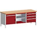 Kastenwerkbank cubio KW-2078-2.4 in Purpurrot, B/T/H: 200 x 75 x 84 cm - Bild 2